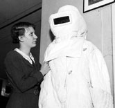 Image:In the 1930's, asbestos suits like this were designed to protect firefighters